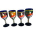 Floral Goblet Glasses Multicolor Set of 4