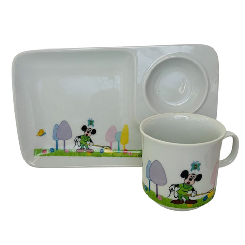 Vintage Walt Disney Productions JAPAN Porcelain Snack Plate & Cup Set