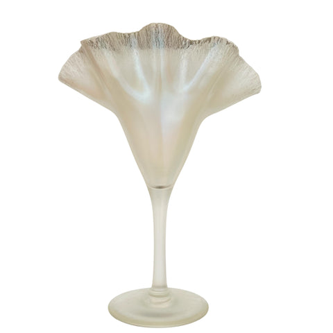 Vintage Steuben Verre de Soie Iridescent Art Glass Fan Vase