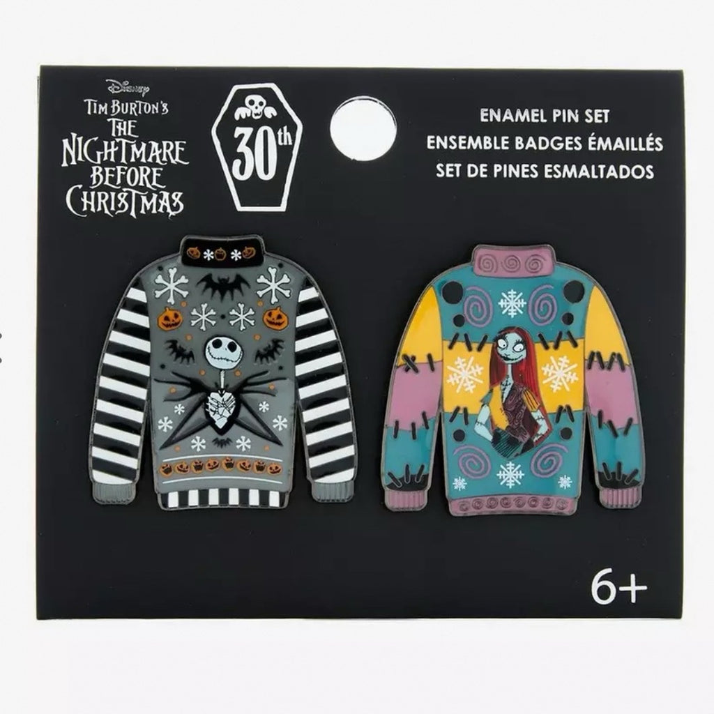 Loungefly The Nightmare Before Christmas Holiday Sweater Enamel Pin Set