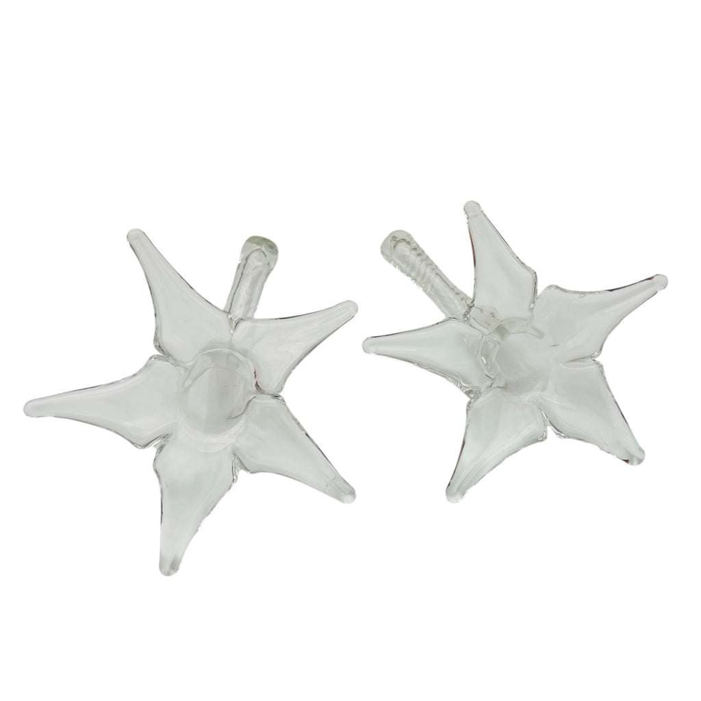 Vintage Clear Glass Lily Flower Short Stem- Set of 2