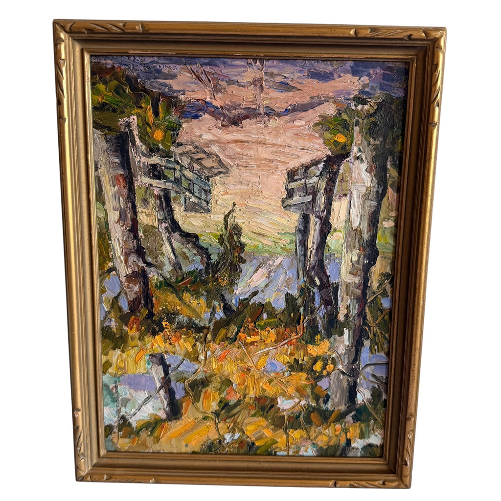 Original Landscape Oil Painting in Gold Frame by artist Virgina Wolley