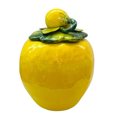 MADE ITALY ORGIA Art Handmade Ceramics Lemon Shaped Cookie Jar Decorated Lid