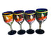 Floral Goblet Glasses Multicolor Set of 4
