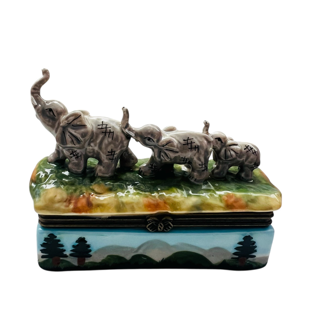 Vintage Elephant Figurine Trinket Box