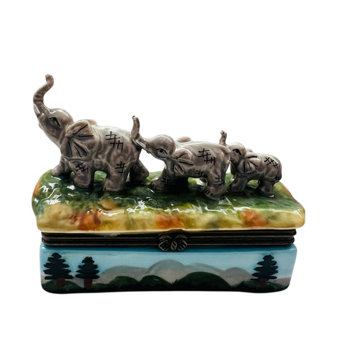 Vintage Elephant Figurine Trinket Box