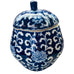 Vintage Chinoiserie Blue and White Porcelain Hand Painted Pumpkin Jar
