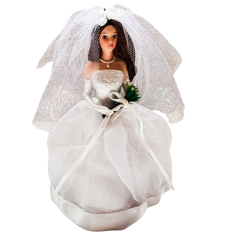 Hallmark Porcelain Barbie Mattel Burnette 2002 Bridal Doll Cake Topper-Ornament