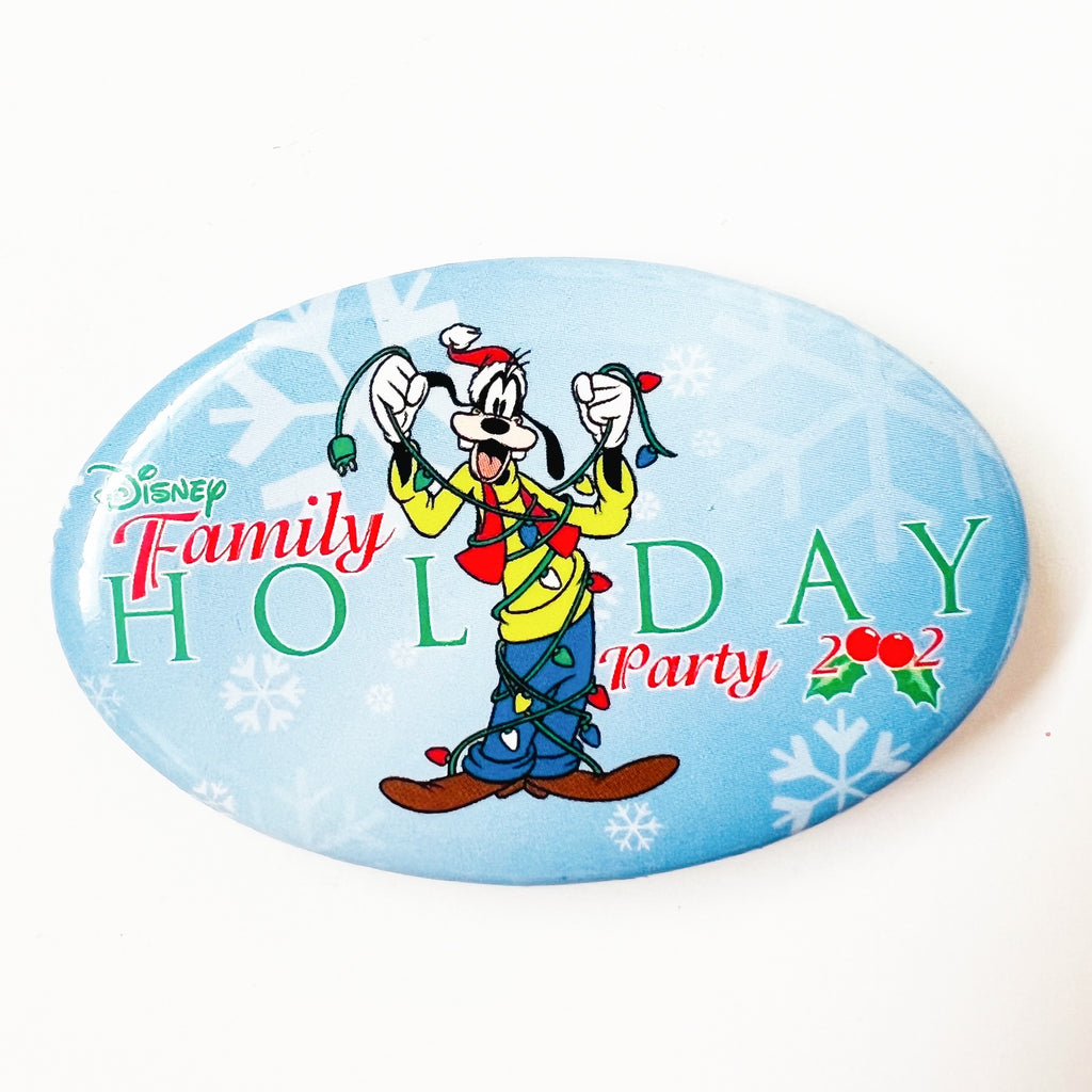 Disney Family Holiday Party Oval Goofy Pinback Button