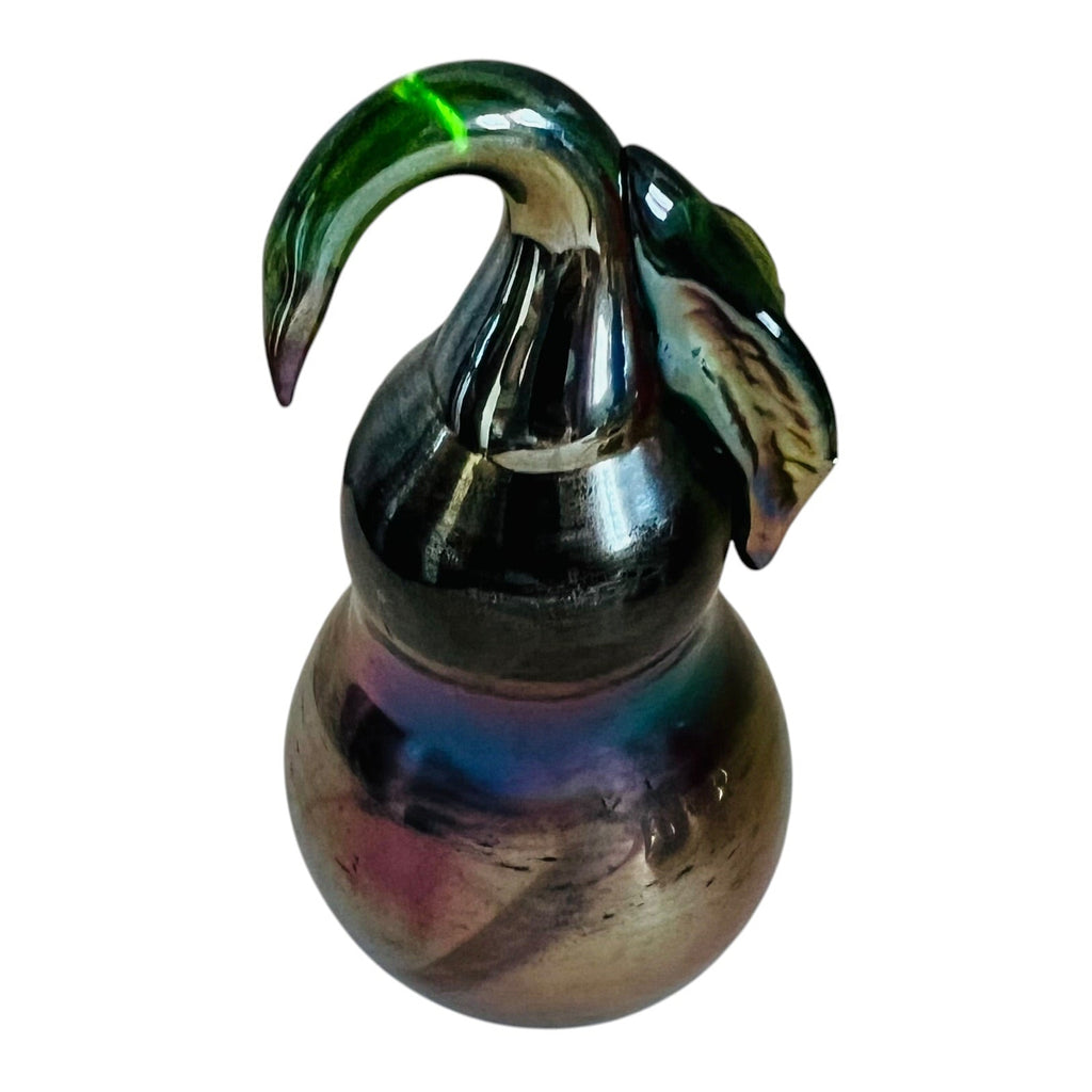Vintage Carnival Art Glass Pear Fruit Paperweight