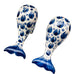 Vintage Blue White Ceramic Mexico Whale Salt and Pepper Shakers Set