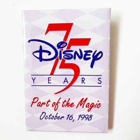 Disney 75 Years Part of the Magic 1998 Employee Pinback Button