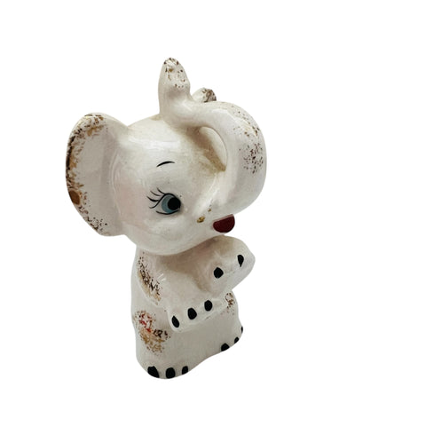 Vintage JAPAN Gold Glitter Blue Eyed Elephant Figurine