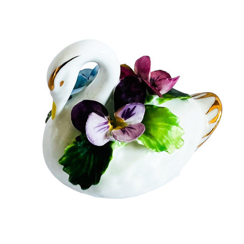 Vintage Lovely Royal Adderley Floral Design Swan Figurine