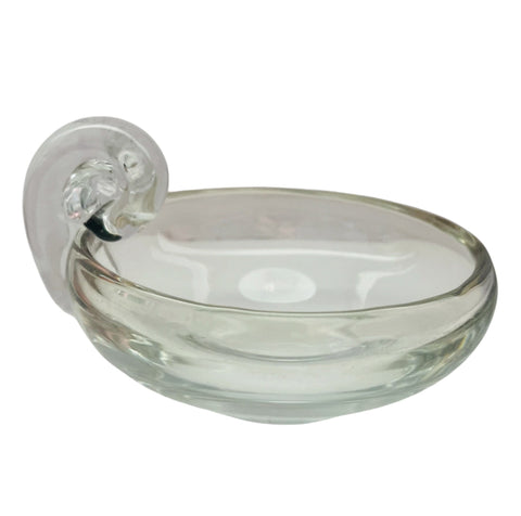 TOSCANY Handled Nappy Kristen Clear Glass Soap Dish with Curled Accent