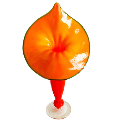 Vintage Jack The Pulpit Orange  Art Glass Vase