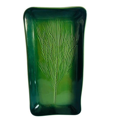 Kay Wayne Signed Studio Art Pottery Pine Needle Branch Serving Platter