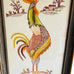 Vintage Embroidery Farmhouse Roosters Wood Frame Wall Hanging
