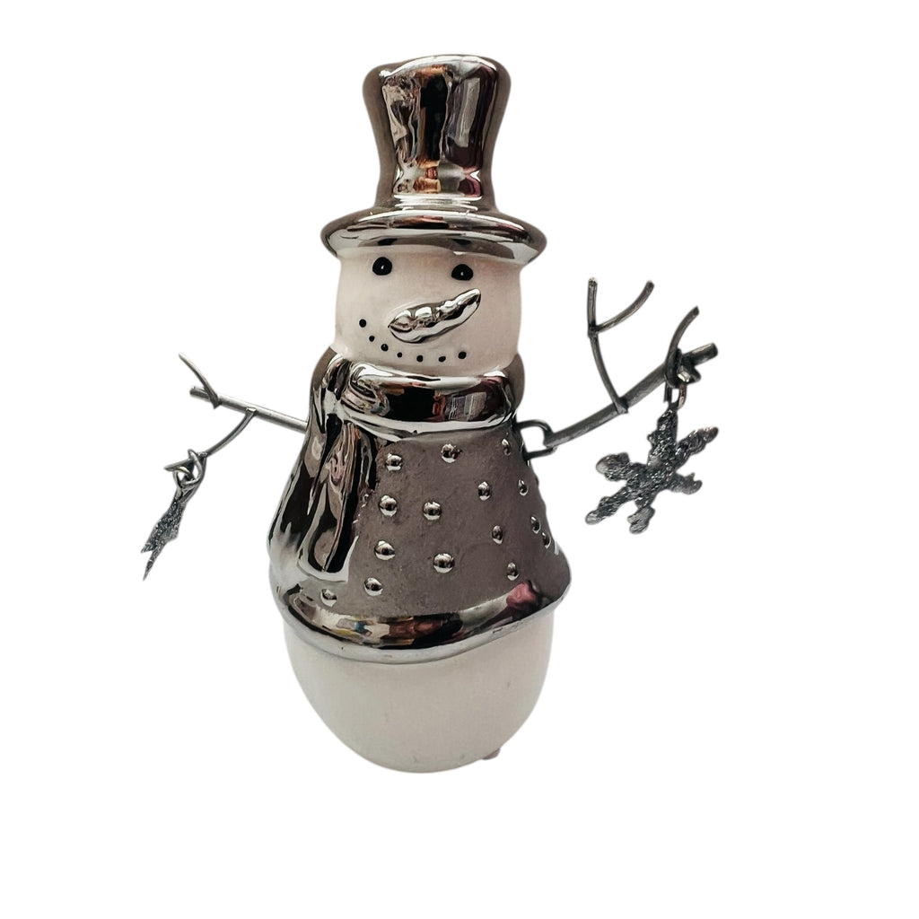 Pier 1 Santa Christmas Silver White Ceramic Figurine