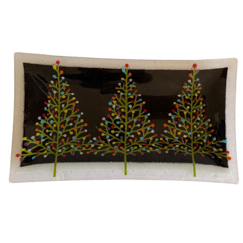 Peggy Karr Glass Tannenbaum Christmas Tree Holiday Tray