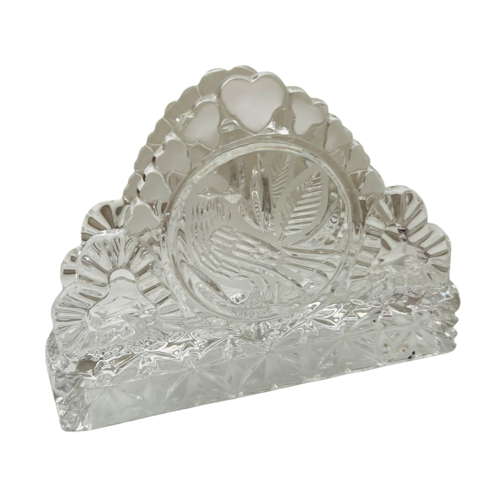 Vintage Hofbauer Byrdes Crystal Bird & Heart Design Nspkin Holder