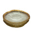 Vintage Textured Glass Bowl Glacier Pebble Gold Trim Edge Plates Set of 6