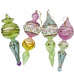 Vintage Glass Christmas Blown Glass Pastel Finial Ornaments