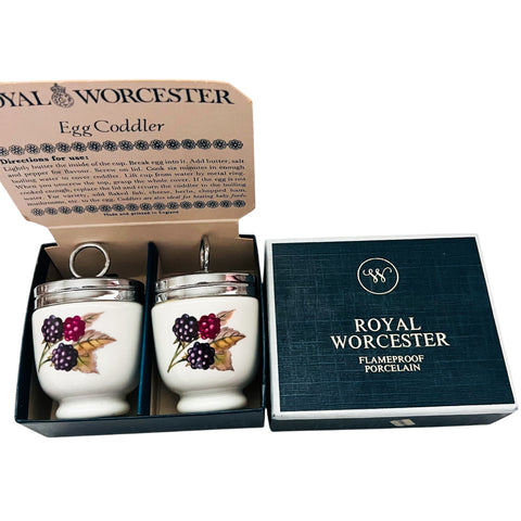 Vintage Royal Worcester Porcelain Fruit Peach Berry Egg Coddler Set