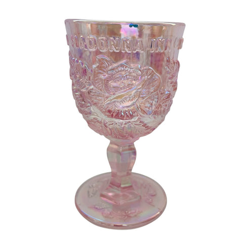 Madonna Inn Original Rose Pink Iridescent Glass Wine Goblet