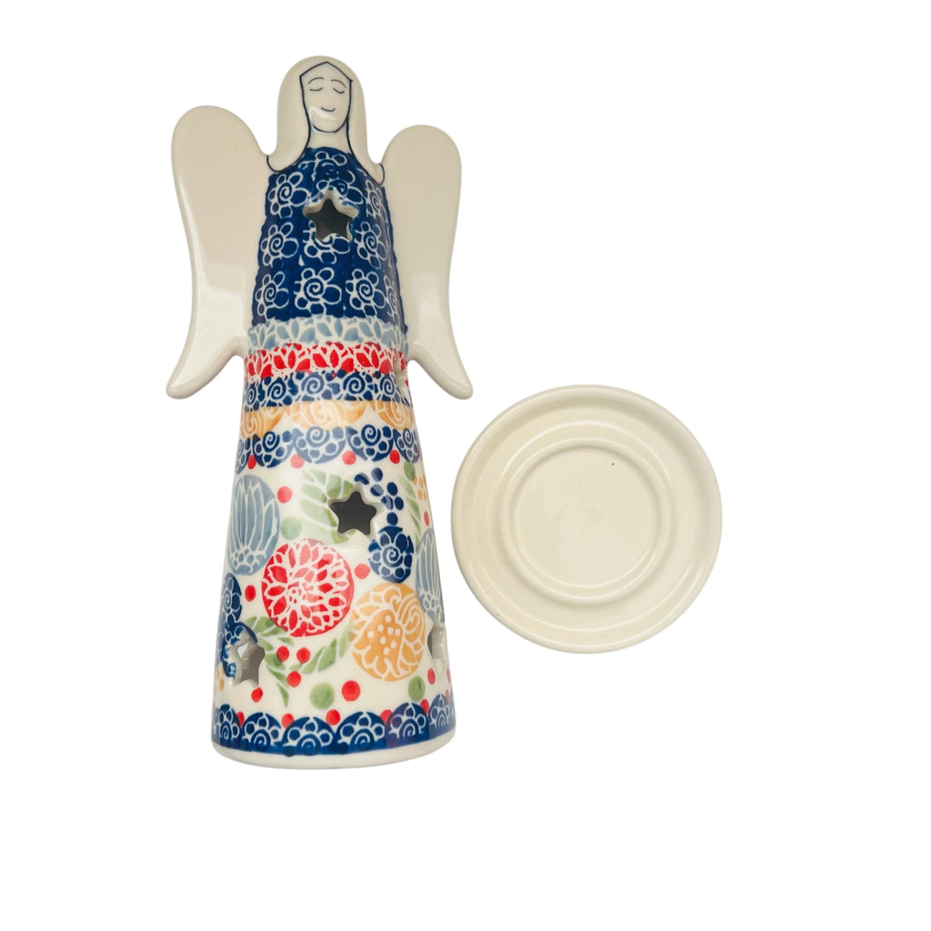 Blue Rose Polish Pottery Angel Luminary Poland