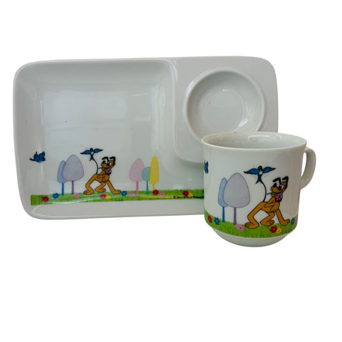 Vintage Walt Disney Productions JAPAN Porcelain Snack Plate & Cup Set