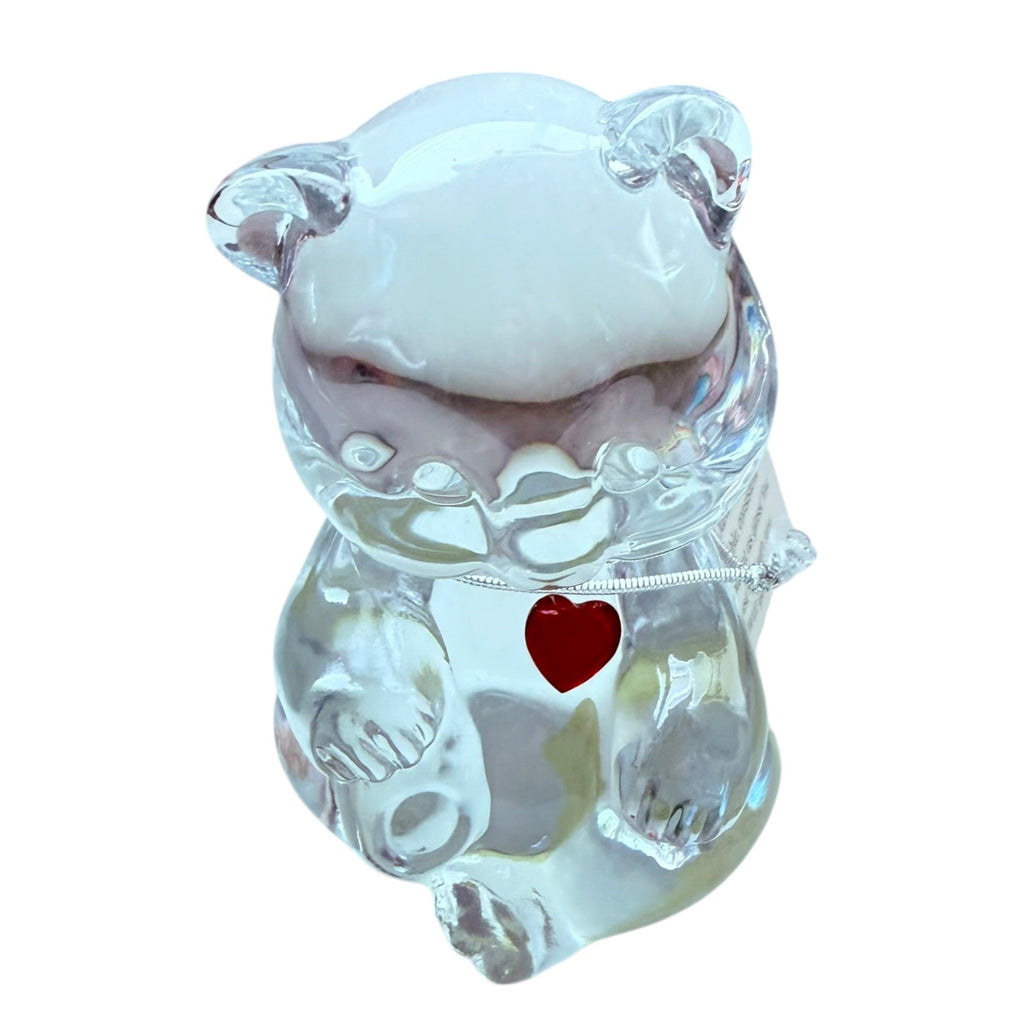 Vintage Fenton July Birthstone Heart Glass Bear Figurine