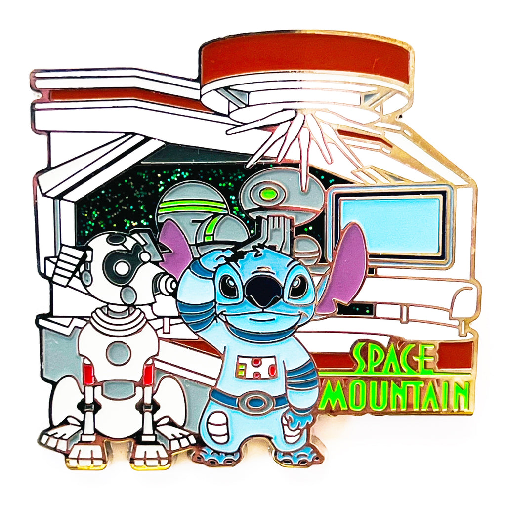 Disney Parks Space Mountain Stitch and Nipper Robot Dog Pin
