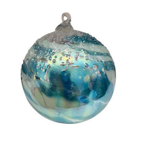 Studio Art Glass Tom Stoenner Iridescent Snow Cap Ornament