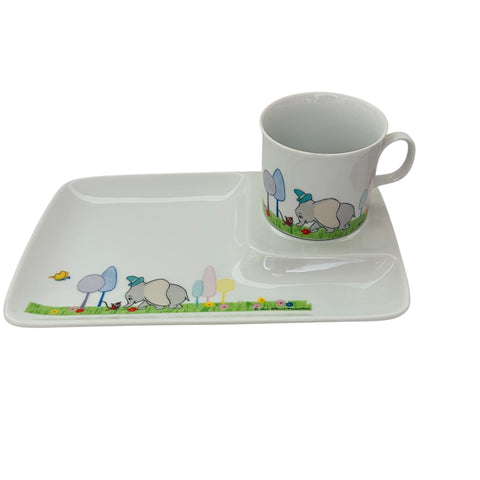 Vintage Walt Disney Productions JAPAN Porcelain Snack Plate & Cup Set