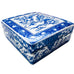 Vintage Chinese Square Blue & White Fish Trinket Box w/Lid