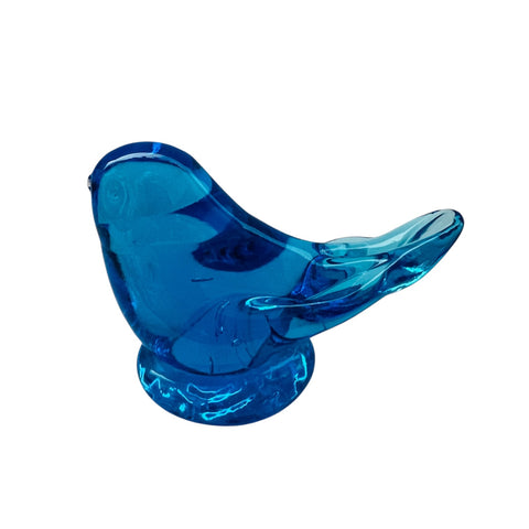 Vintage Bluebird of Happiness Signed by Artist Leonard Glass Bird Figurine