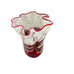 Vintage Art Red Glass Red and White Gold Swirled Ruffle Vase