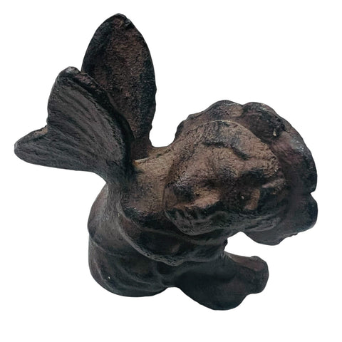 Vintage Cherub Sitting Angel Cherub Rustic Cast Iron Figurine