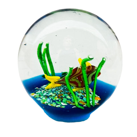 Vintage Art Glass Tropical Fish Underwater Paperweight