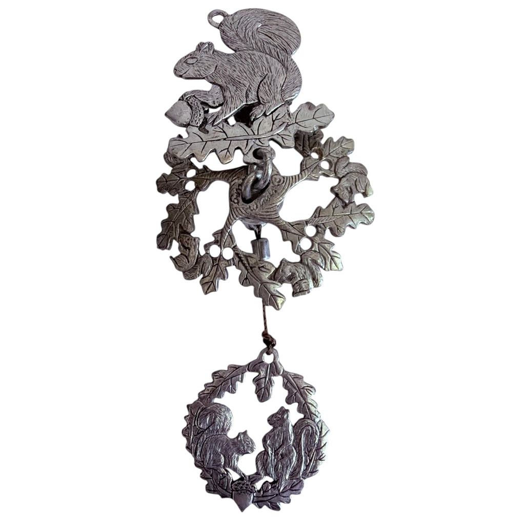 Vintage Pewter Metal Squirrel Wind Chime