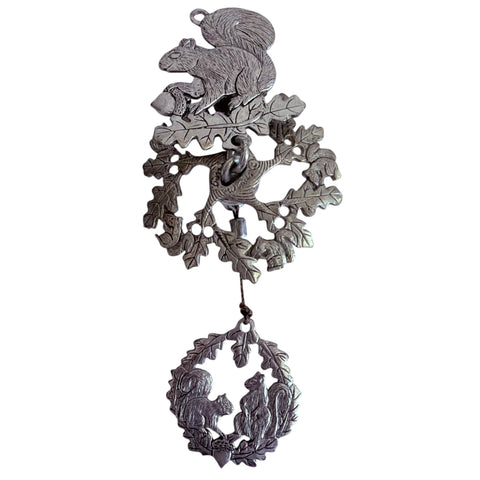 Vintage Pewter Metal Squirrel Wind Chime
