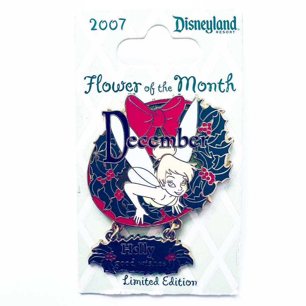 Disney Tinker Bell Flower December 2007 Holly Good Wishes Limited Edition 1000 Pin