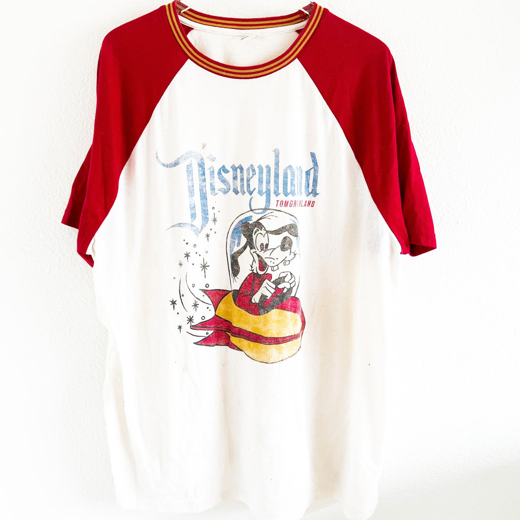 Disneyland Disney Parks X Junk Food Forever Collection Goofy Tomorrowland Raglan Distressed Shirt