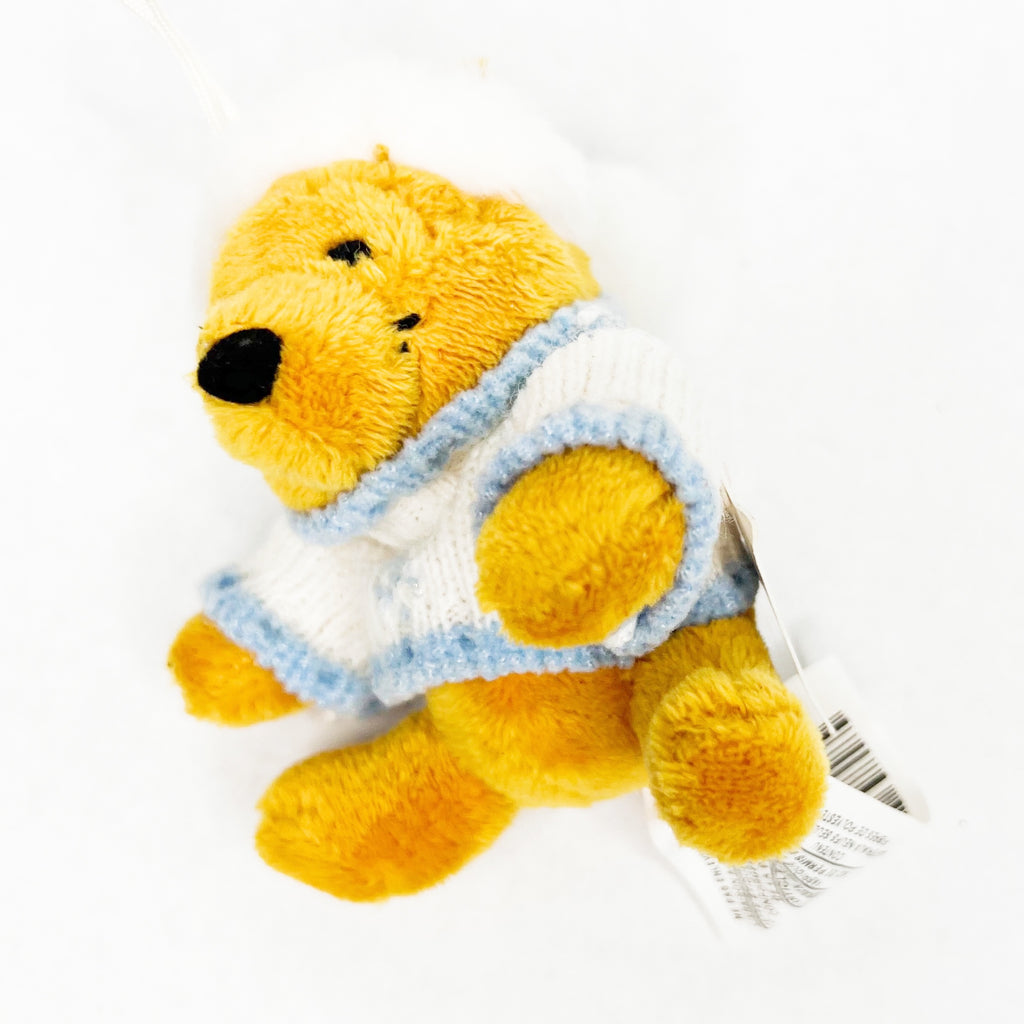 Disney Store Winnie the Pooh in Blue & White Sweater and Hat Mini Plush