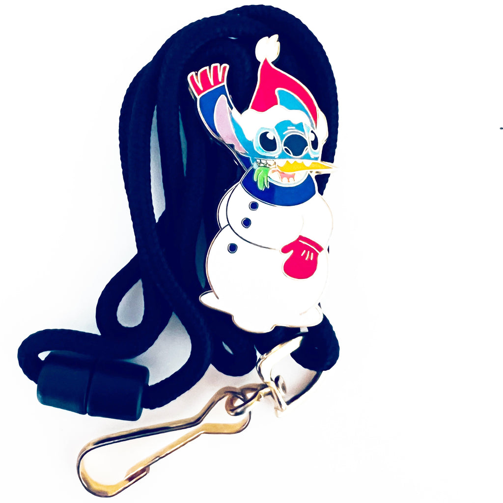 Disney Stitch Snowman Cast Member Exclusive LE 1000 Lanyard & Pin
