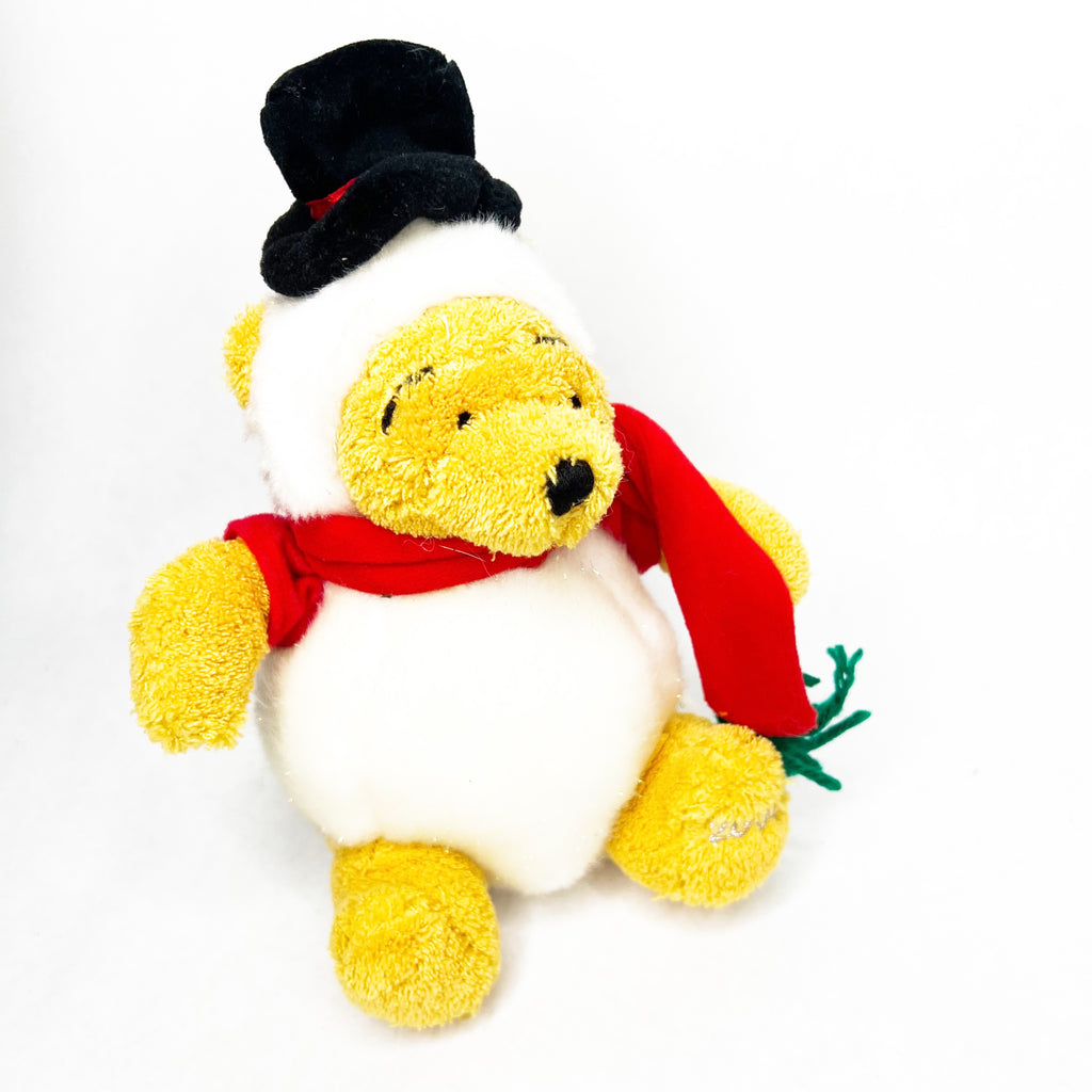 Vintage Disney 2002 Winnie The Pooh Snowman Christmas Holiday Beanie Plush