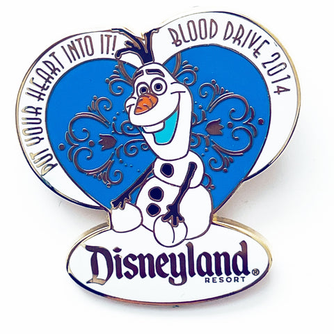 Disney Frozen Cast Member 2014 Blood Drive Olaf Pin