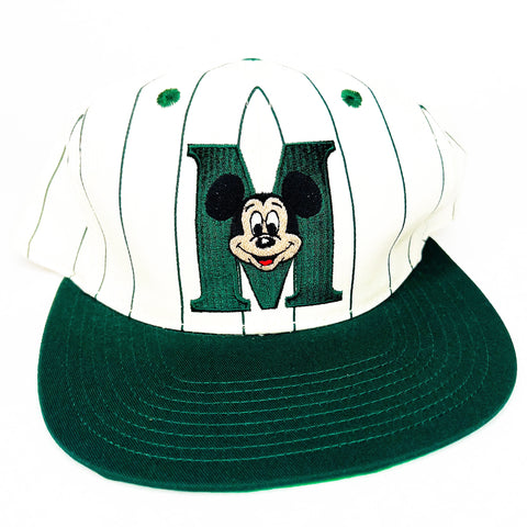 Vintage 90’s Walt Disney Mickey Mouse Back Script M Logo Snapback Cap Hat