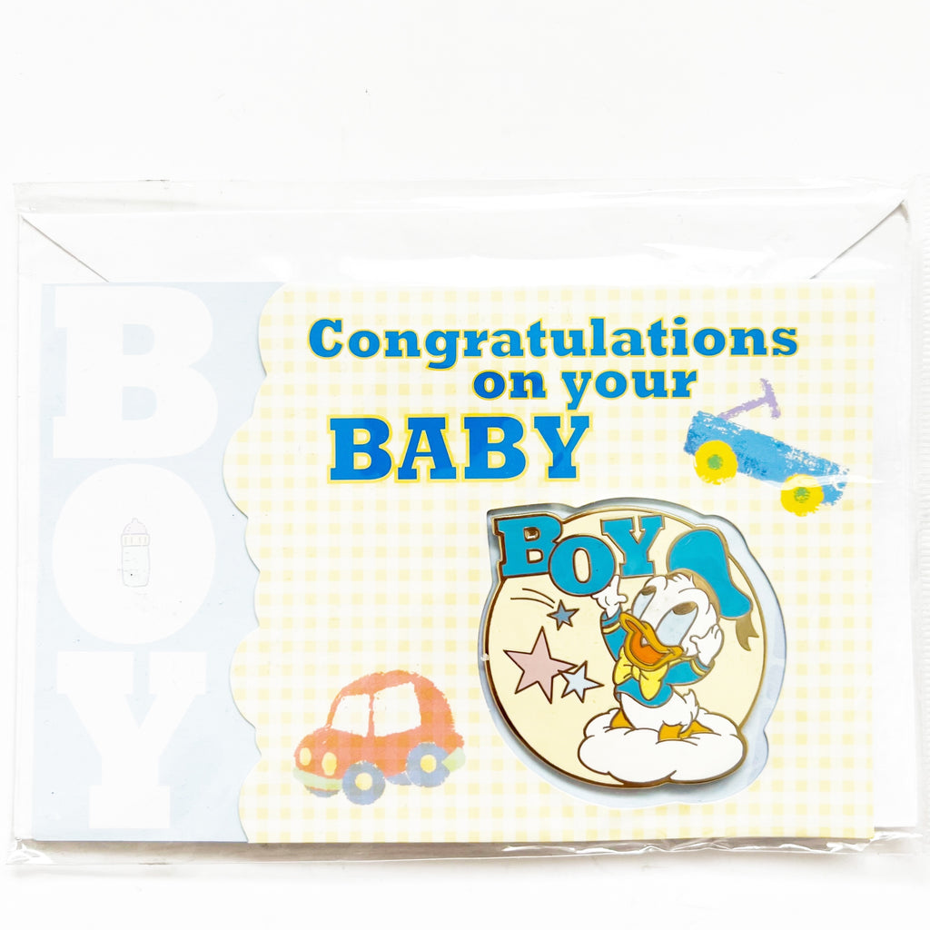 Disney Cast Exclusive Baby Boy Congratulations Donald Duck Disney Card & Pin Set